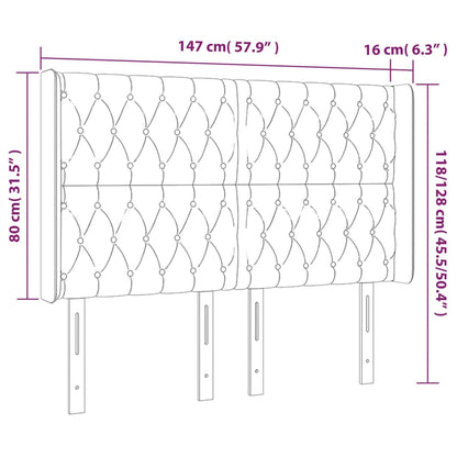 Kopfteil mit Ohren Dunkelbraun 147x16x118/128 cm Stoff