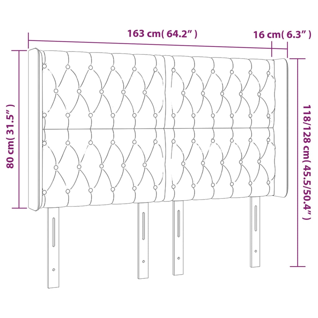 Kopfteil mit Ohren Dunkelbraun 163x16x118/128 cm Stoff