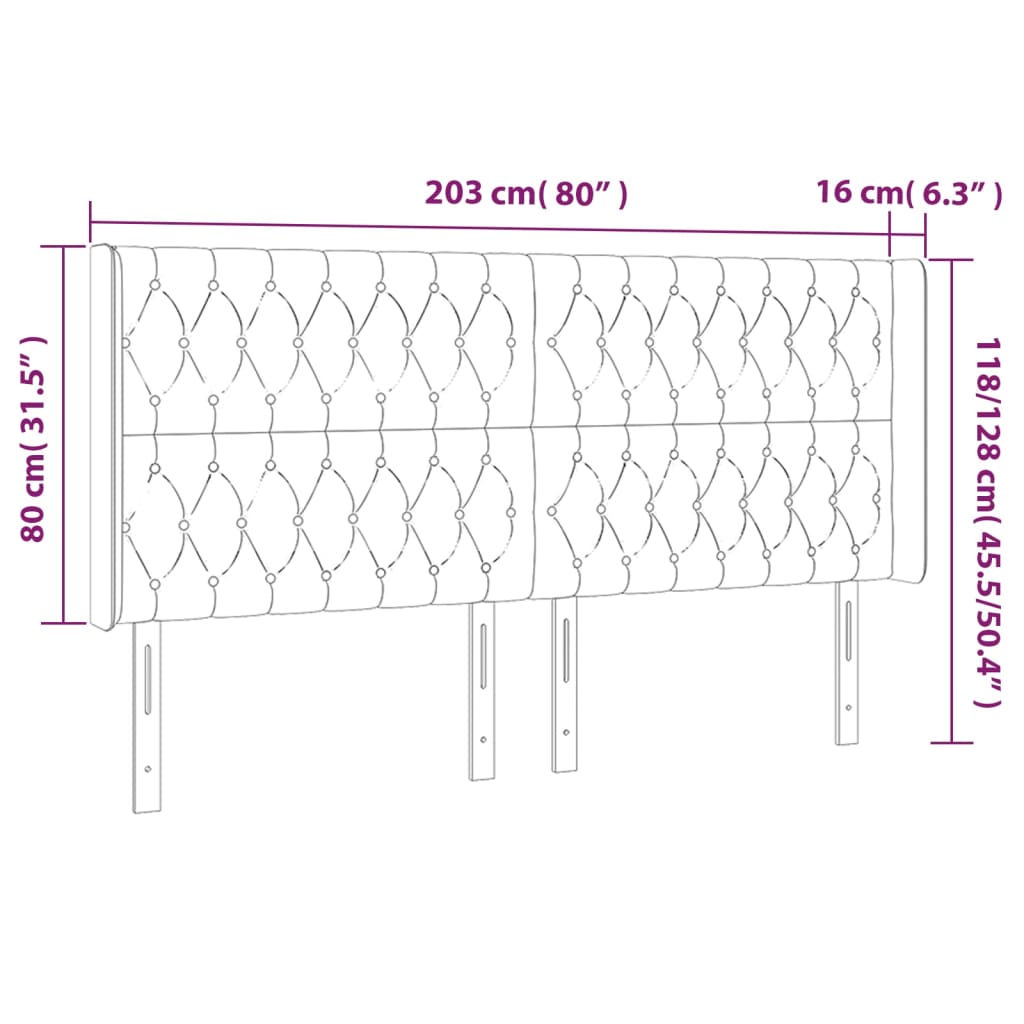 Kopfteil mit Ohren Dunkelbraun 203x16x118/128 cm Stoff