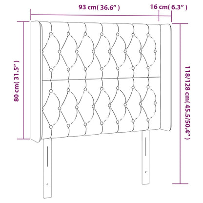 Kopfteil mit Ohren Hellgrau 93x16x118/128 cm Samt