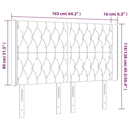 Kopfteil mit Ohren Hellgrau 163x16x118/128 cm Samt