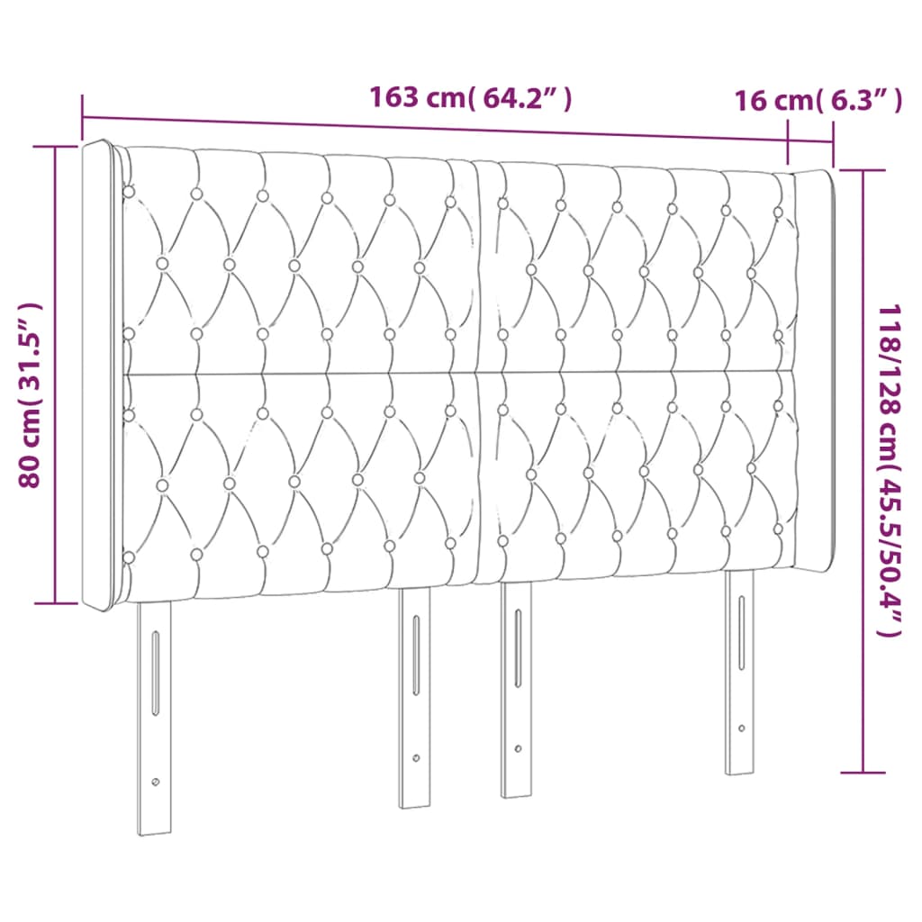 Kopfteil mit Ohren Dunkelblau 163x16x118/128 cm Samt