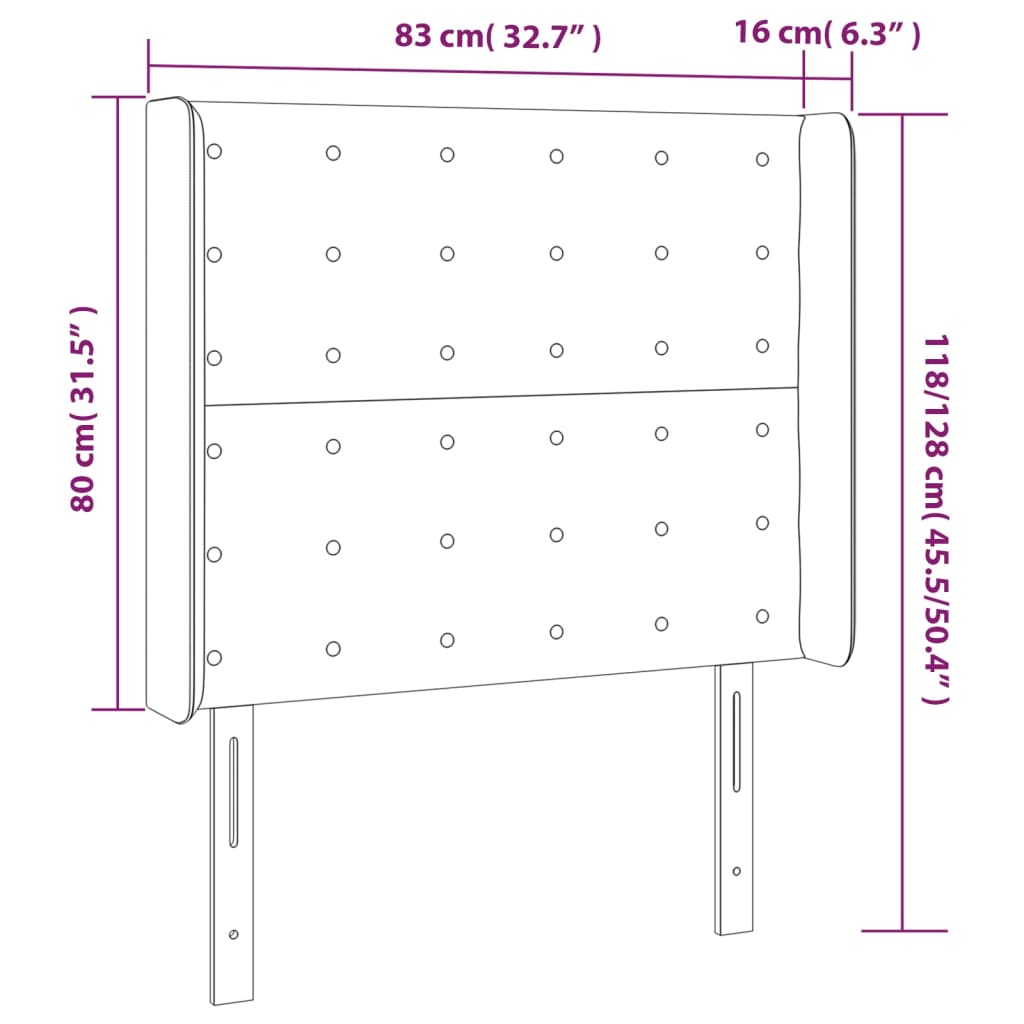 Kopfteil mit Ohren Dunkelgrau 83x16x118/128 cm Stoff