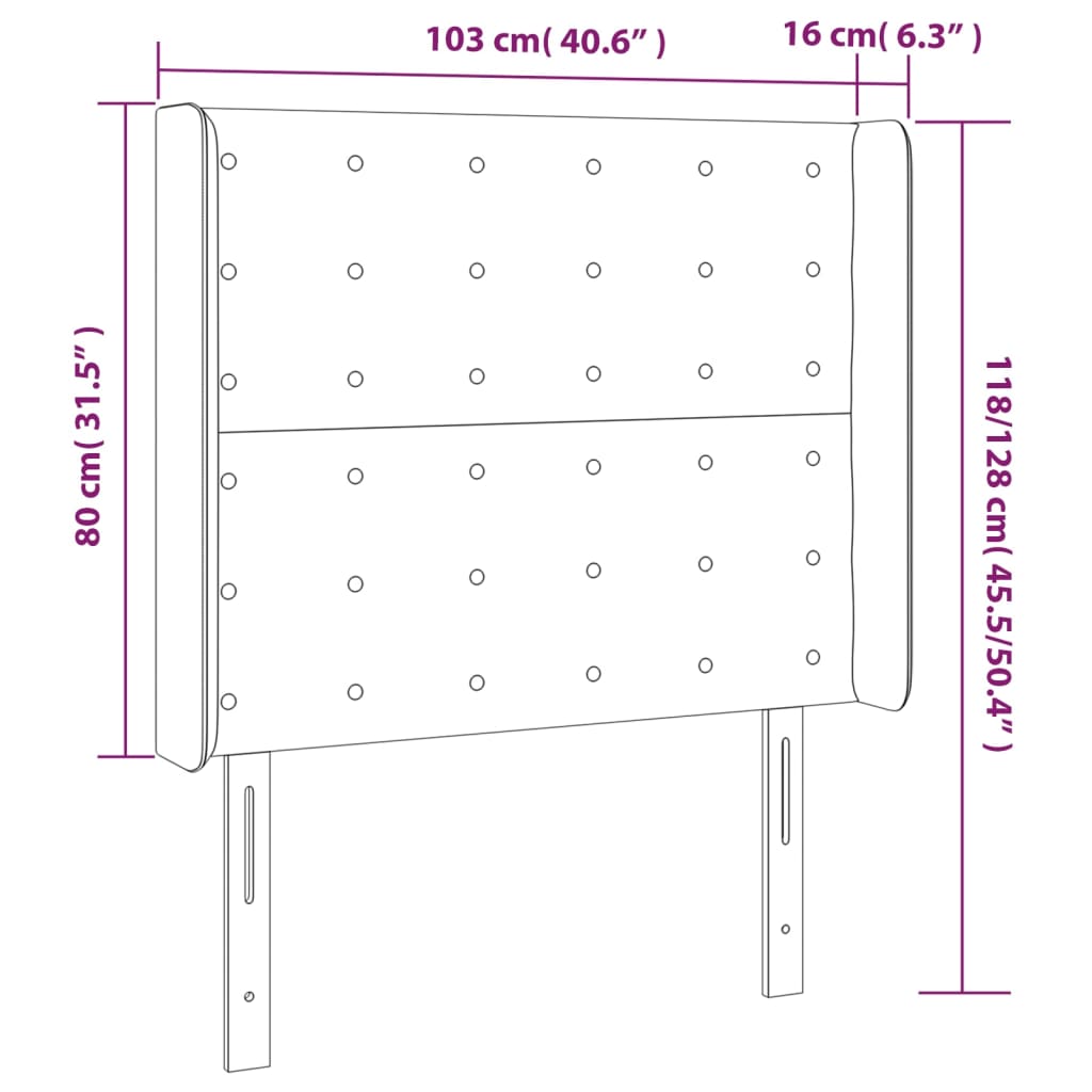 Kopfteil mit Ohren Dunkelgrau 103x16x118/128 cm Stoff