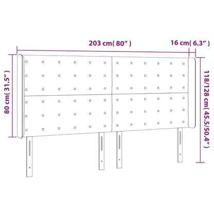 Kopfteil mit Ohren Hellgrau 203x16x118/128 cm Stoff