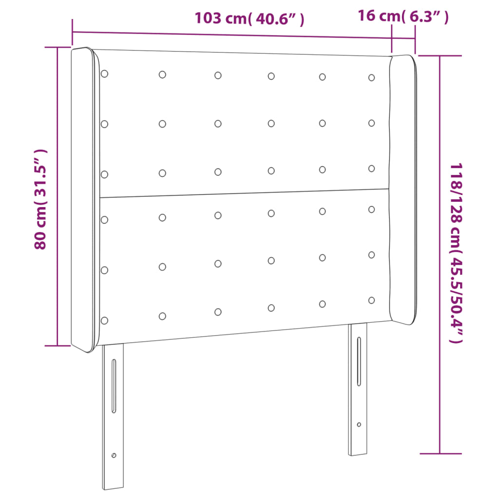 Kopfteil mit Ohren Rosa 103x16x118/128 cm Samt