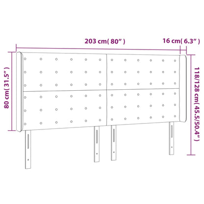 Kopfteil mit Ohren Dunkelgrau 203x16x118/128 cm Samt