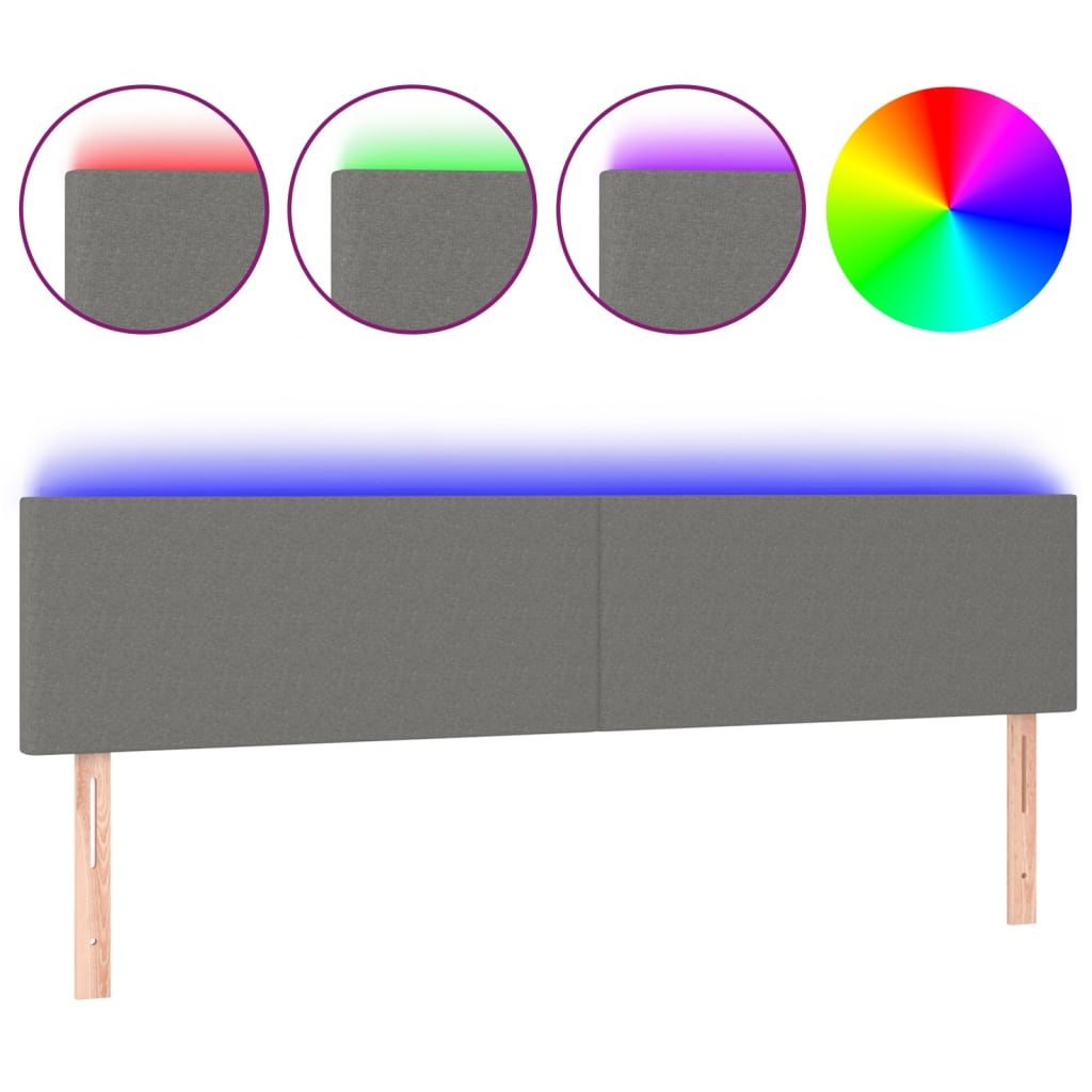 LED Kopfteil Dunkelgrau 180x5x78/88 cm Stoff