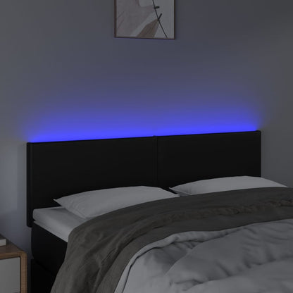 LED Kopfteil Schwarz 144x5x78/88 cm Kunstleder