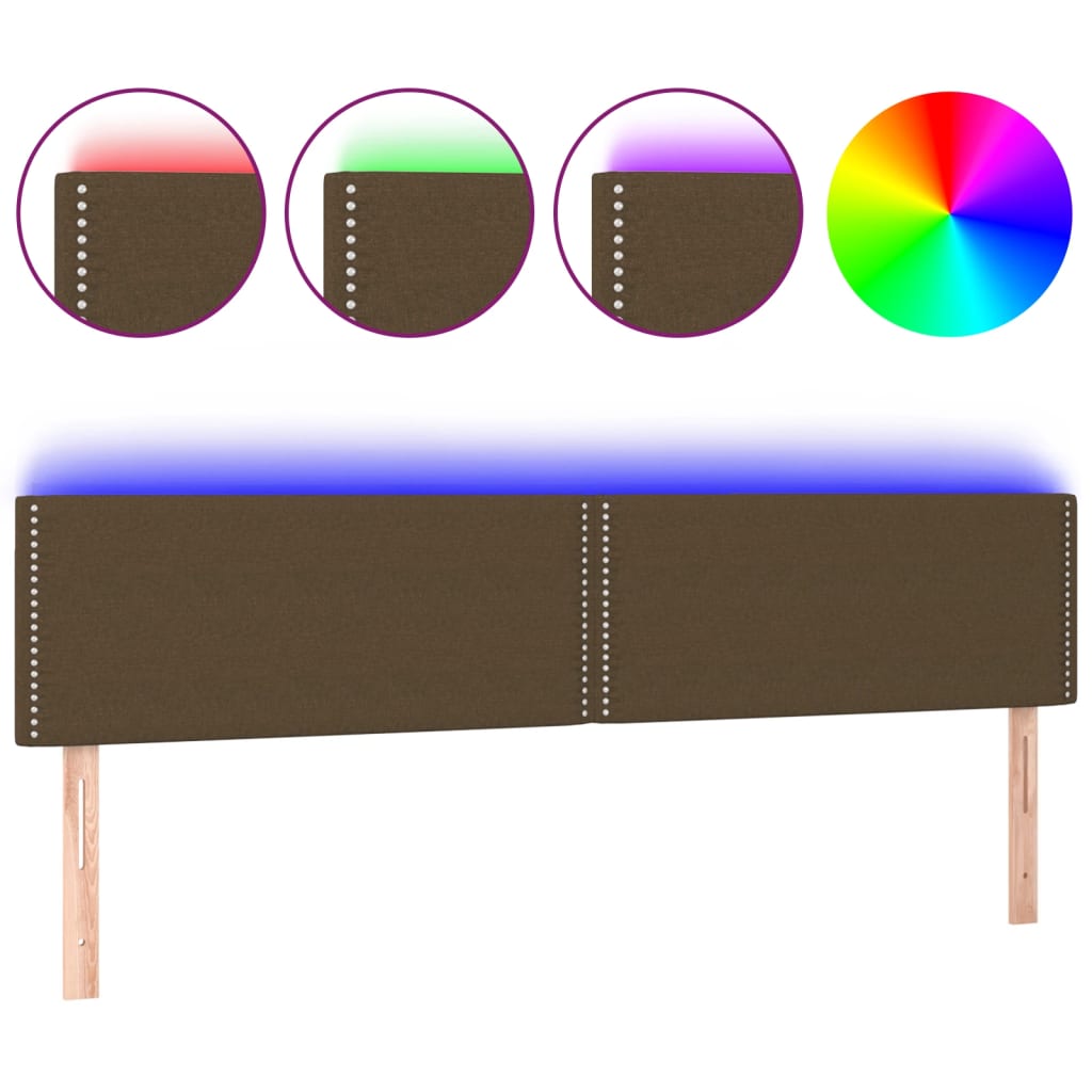 LED Kopfteil Dunkelbraun 200x5x78/88 cm Stoff