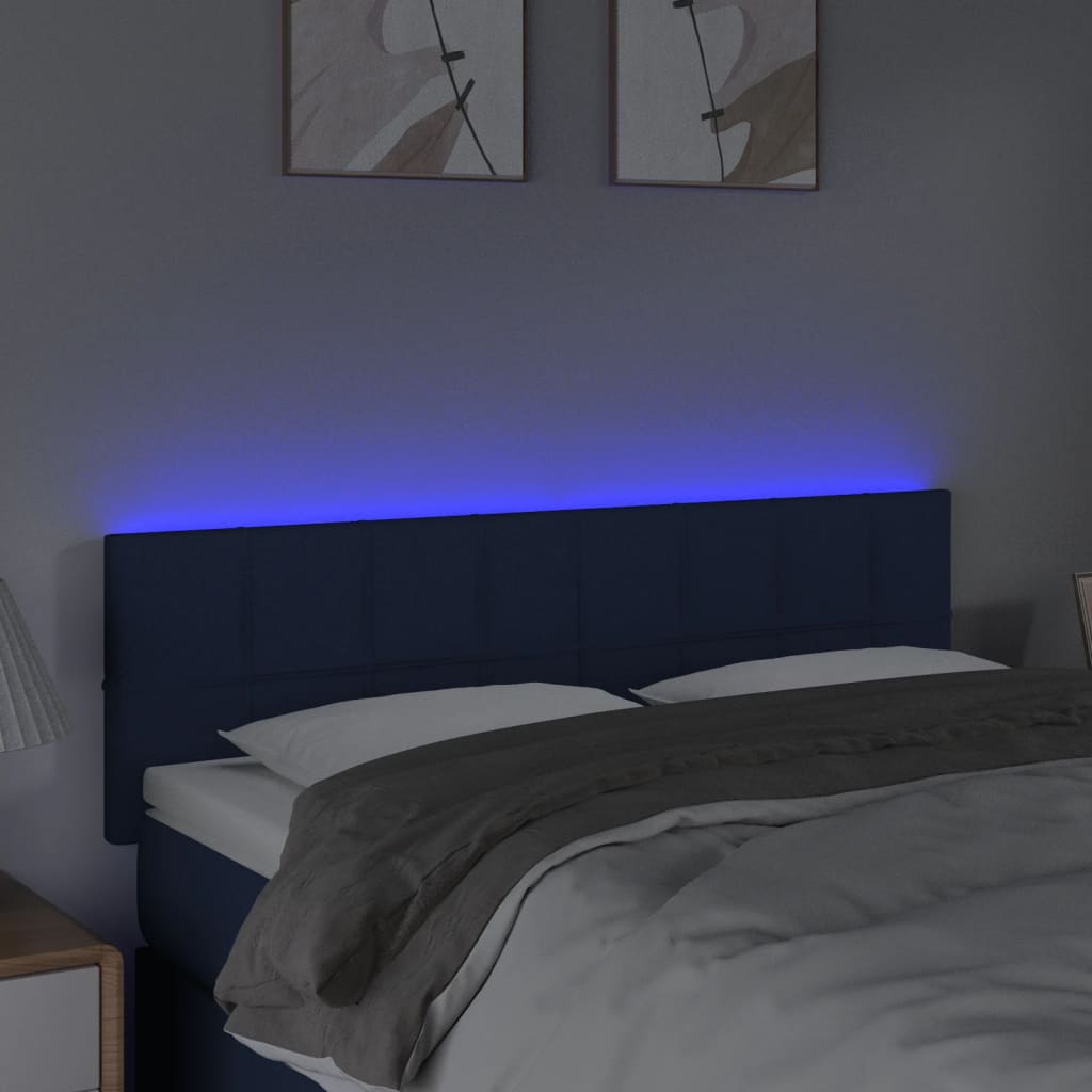 LED Kopfteil Blau 144x5x78/88 cm Stoff