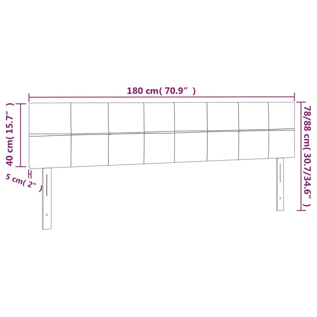 LED Kopfteil Hellgrau 180x5x78/88 cm Stoff