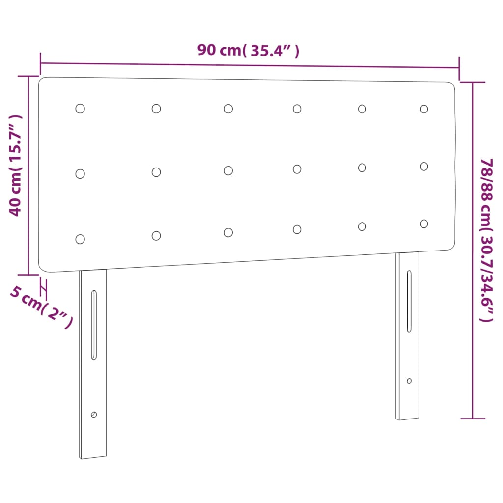 LED Kopfteil Grau 90x5x78/88 cm Kunstleder