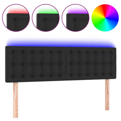 LED Kopfteil Schwarz 144x5x78/88 cm Kunstleder