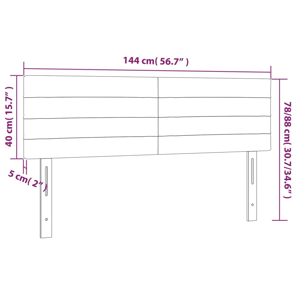 LED Kopfteil Hellgrau 144x5x78/88 cm Stoff