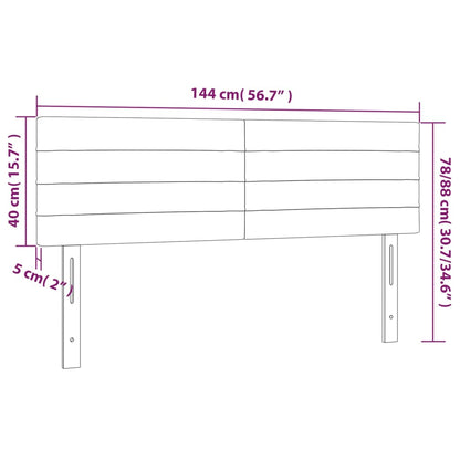 LED Kopfteil Hellgrau 144x5x78/88 cm Stoff