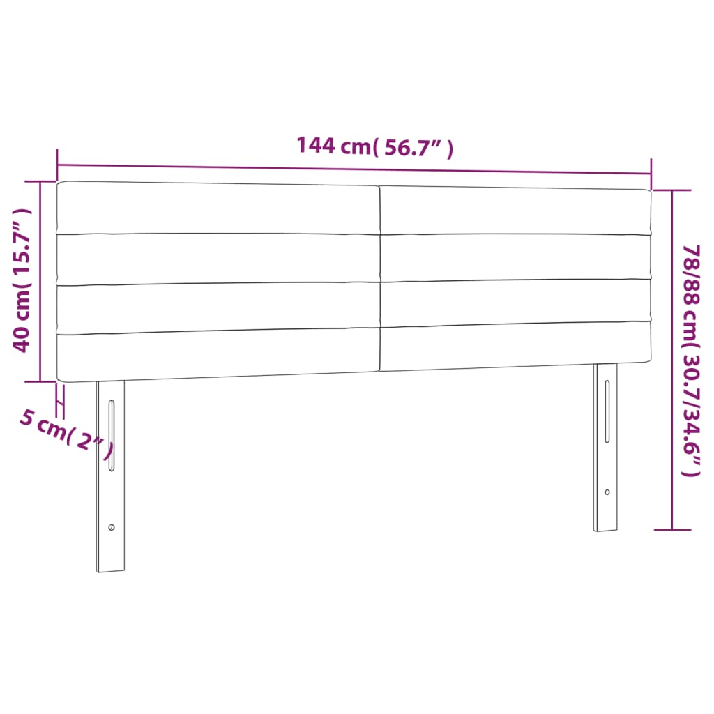 LED Kopfteil Schwarz 144x5x78/88 cm Stoff