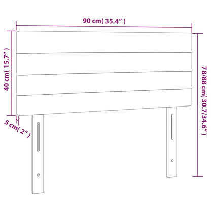 LED Kopfteil Hellgrau 90x5x78/88 cm Samt