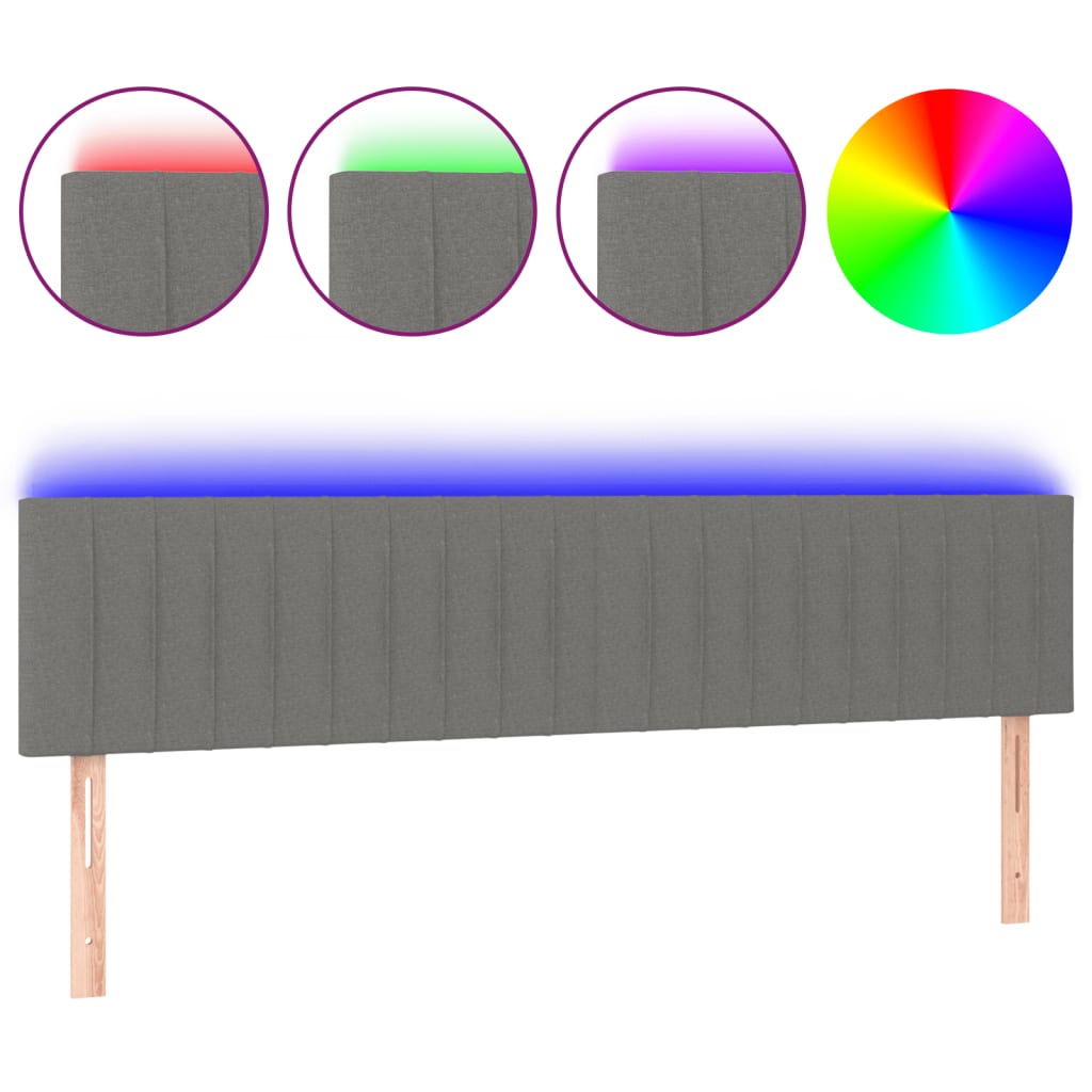 LED Kopfteil Dunkelgrau 180x5x78/88 cm Stoff