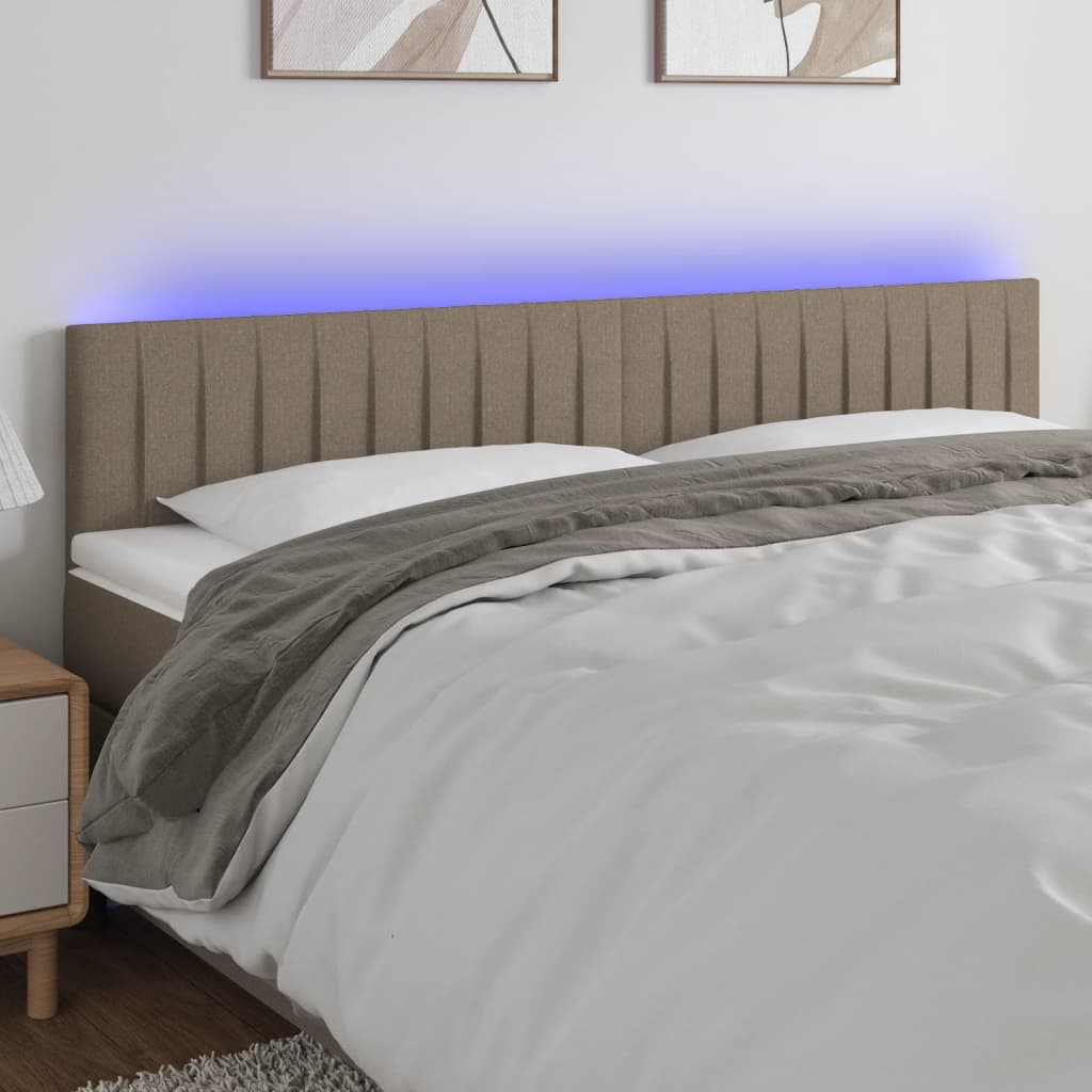 LED Kopfteil Taupe 180x5x78/88 cm Stoff