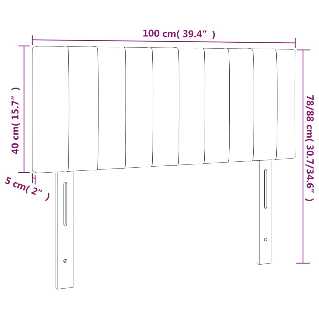 LED Kopfteil Dunkelblau 100x5x78/88 cm Samt