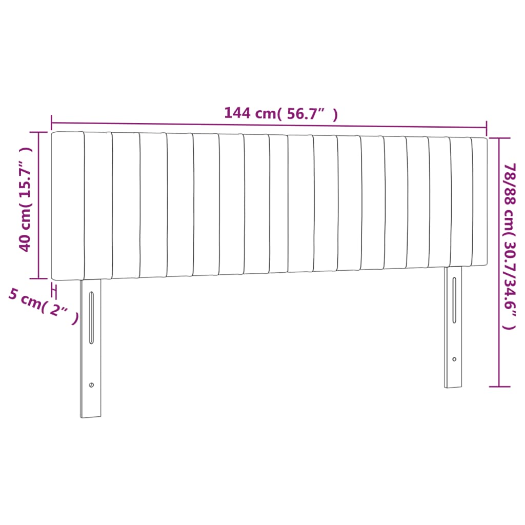 LED Kopfteil Dunkelgrau 144x5x78/88 cm Samt