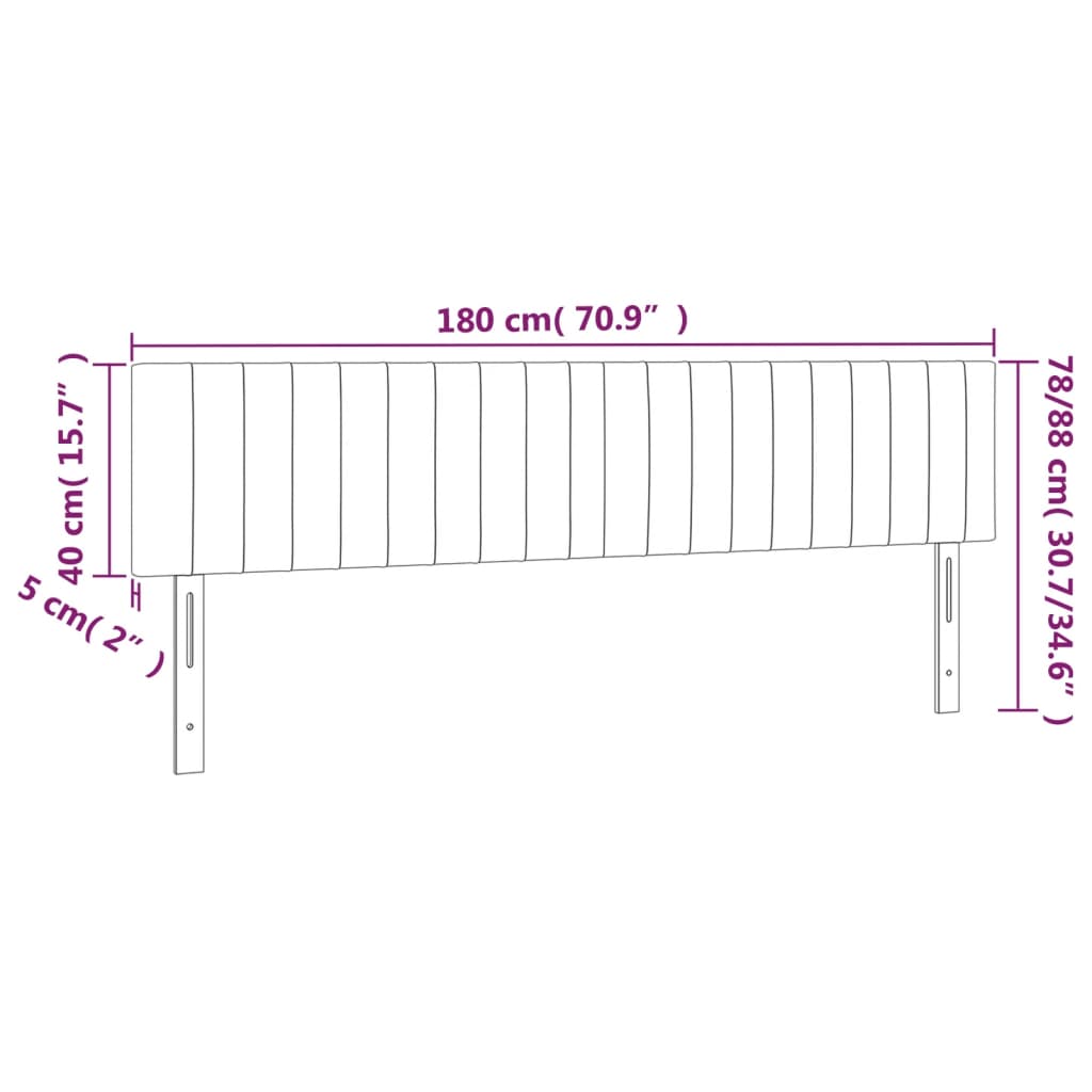 LED Kopfteil Hellgrau 180x5x78/88 cm Samt