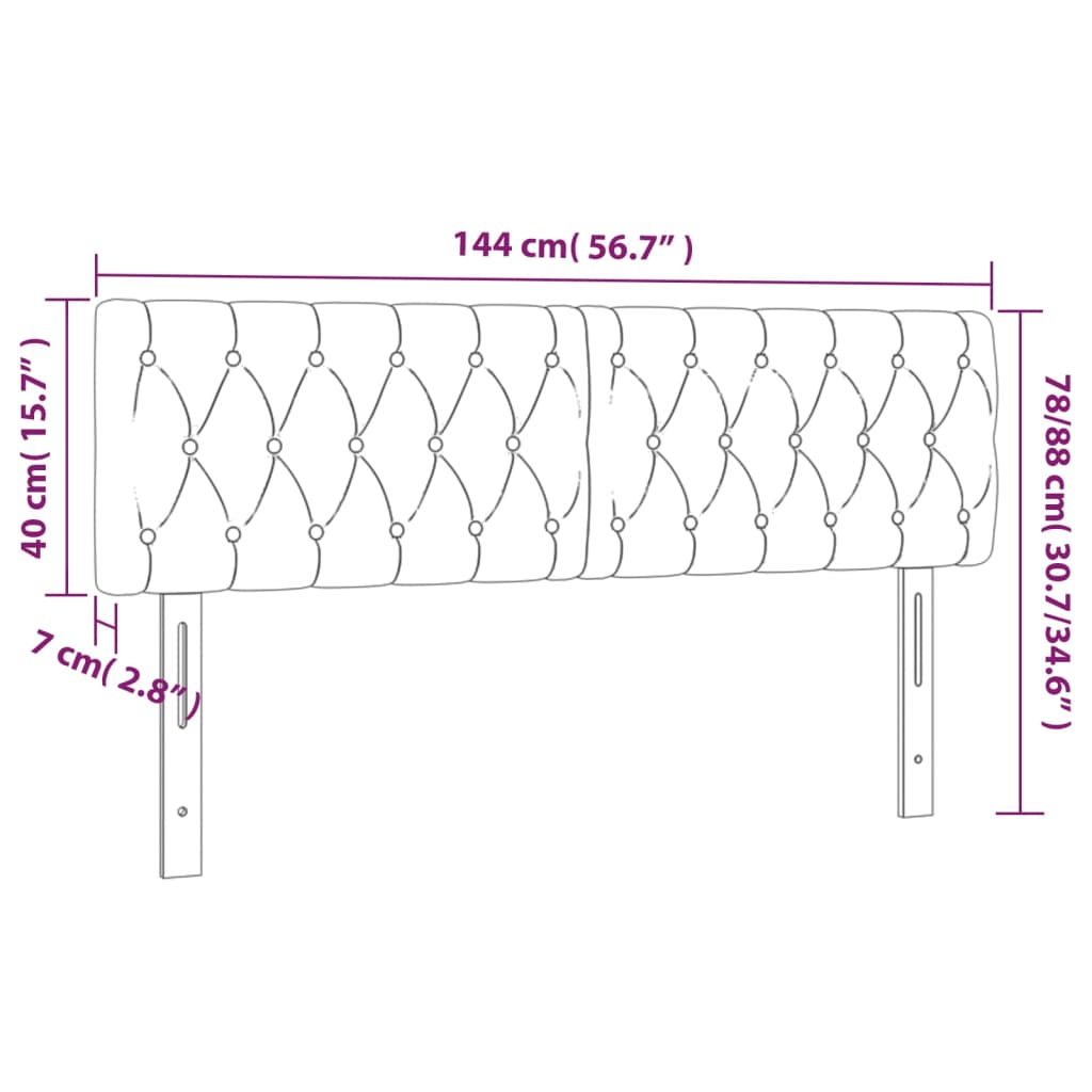 LED Kopfteil Hellgrau 144x7x78/88 cm Stoff