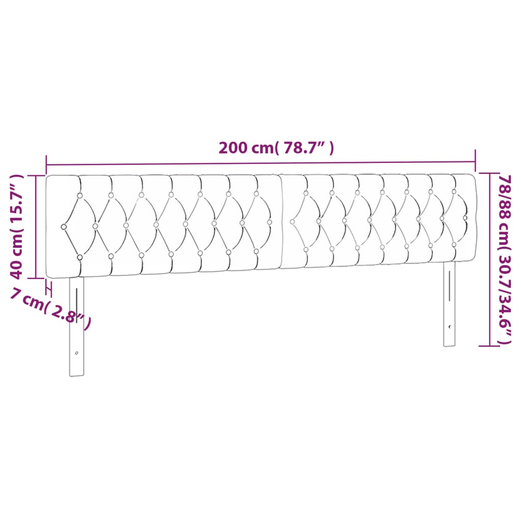 LED Kopfteil Taupe 200x7x78/88 cm Stoff