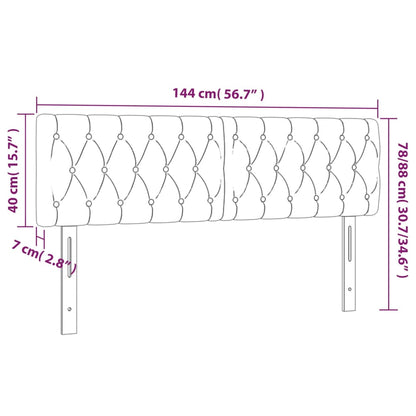 LED Kopfteil Dunkelgrau 144x7x78/88 cm Samt