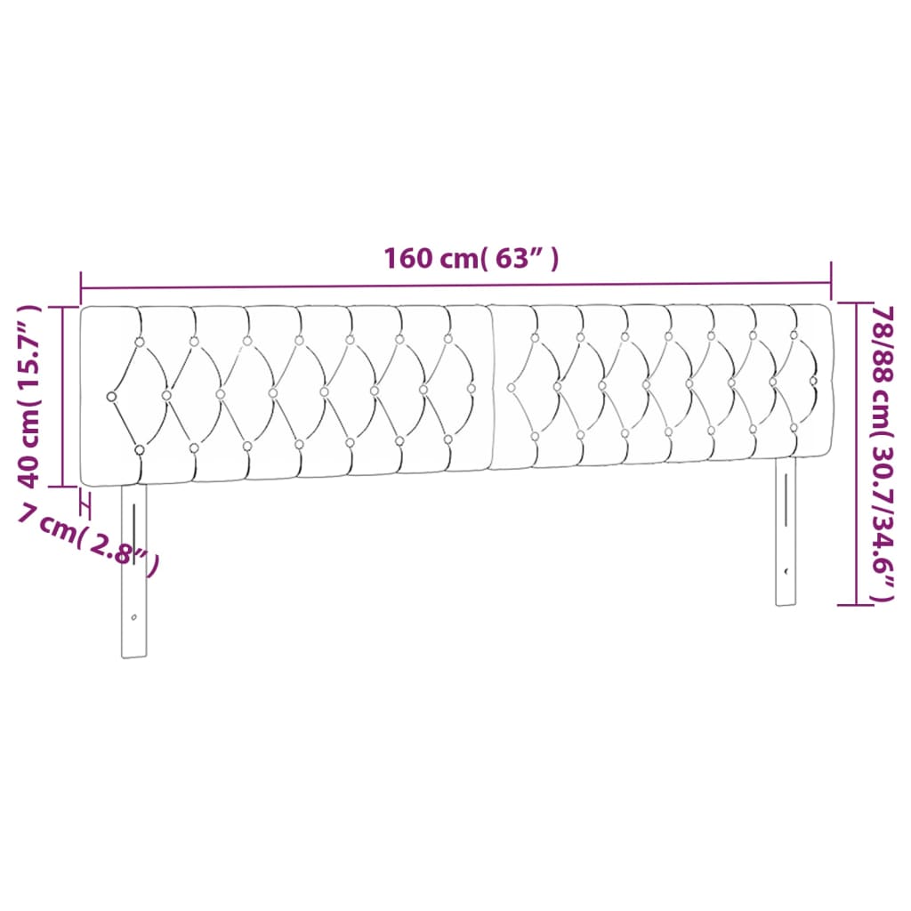 LED Kopfteil Hellgrau 160x7x78/88 cm Samt