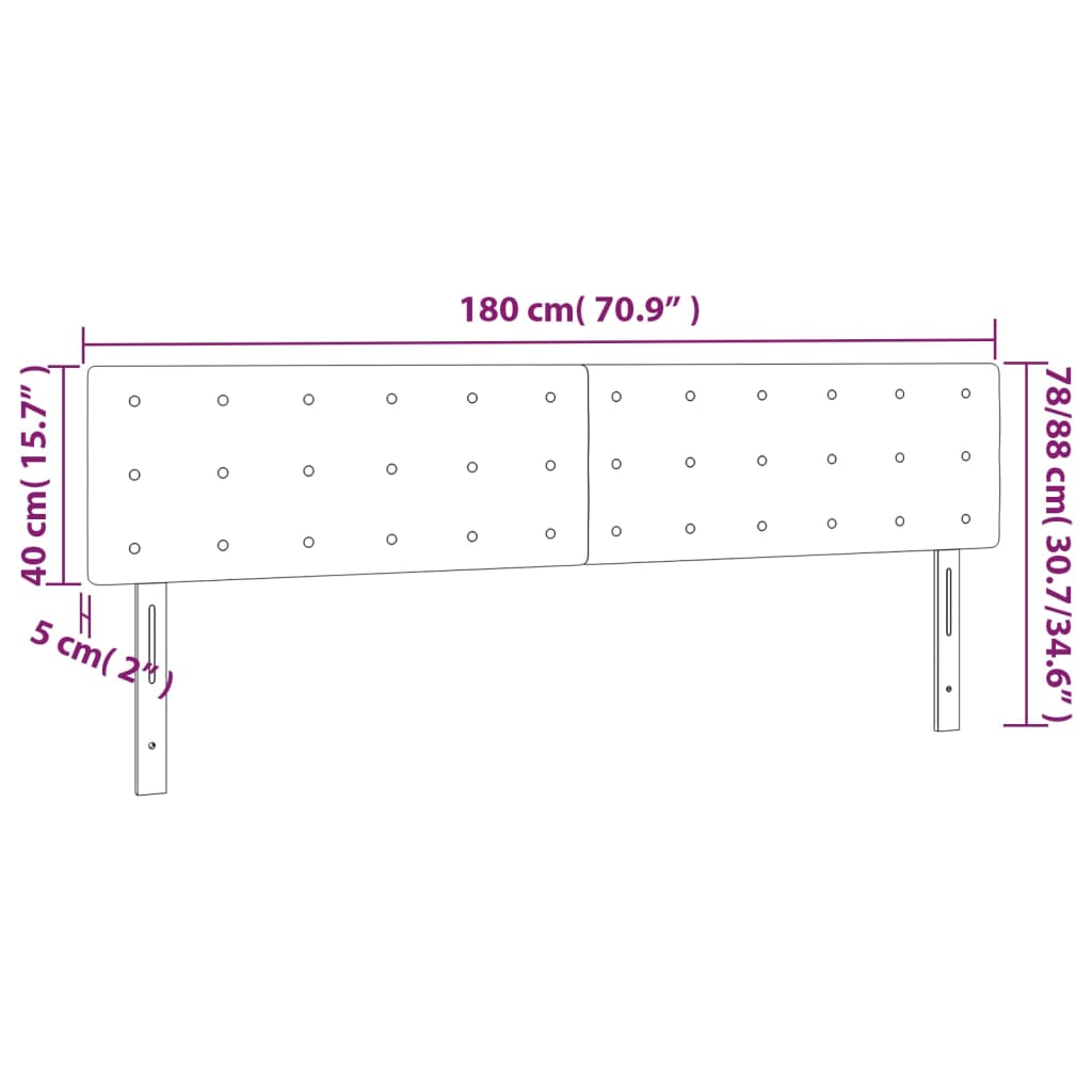 LED Kopfteil Hellgrau 180x5x78/88 cm Stoff