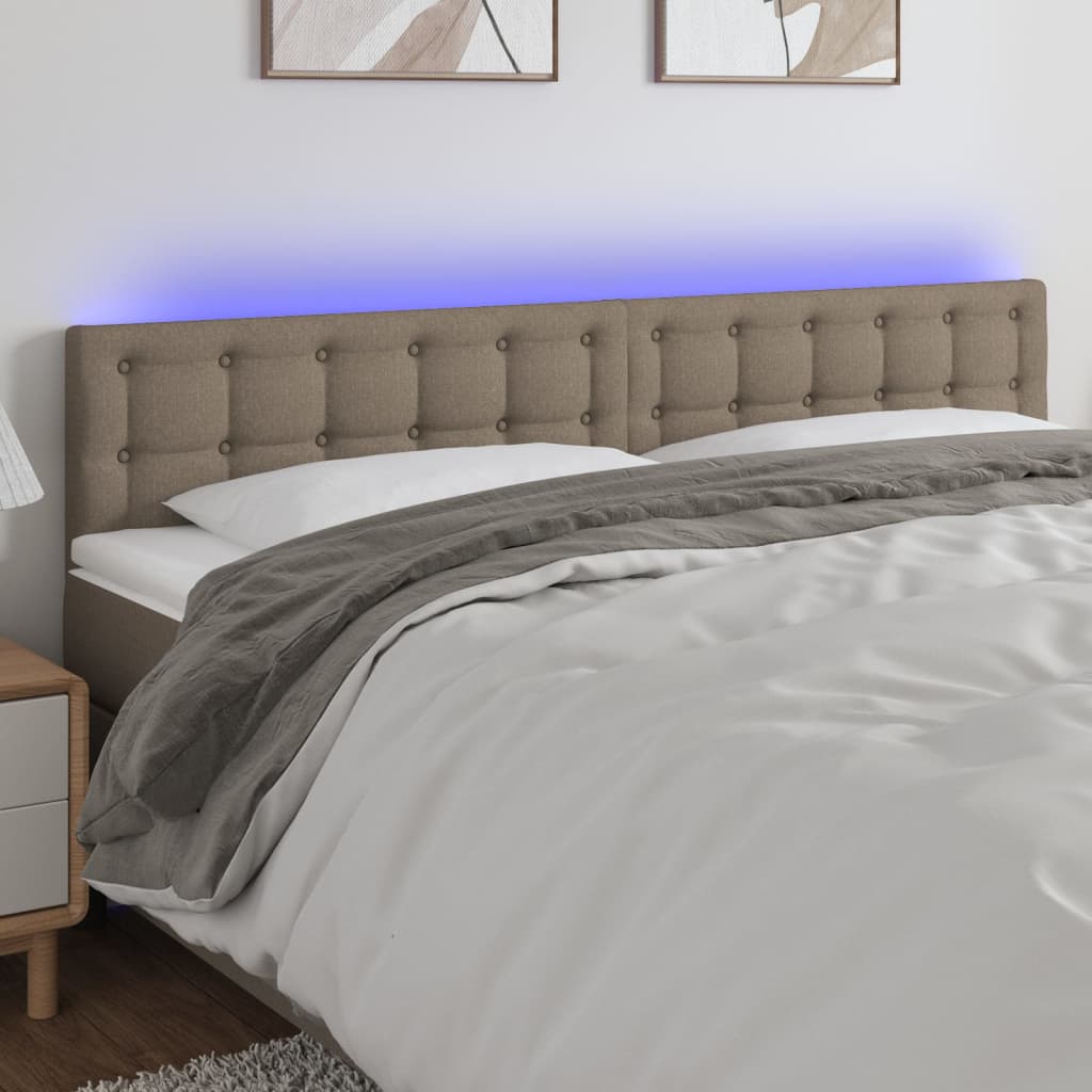 LED Kopfteil Taupe 200x5x78/88 cm Stoff