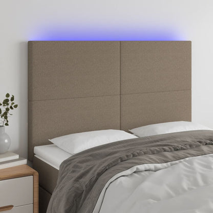 LED Kopfteil Taupe 144x5x118/128 cm Stoff