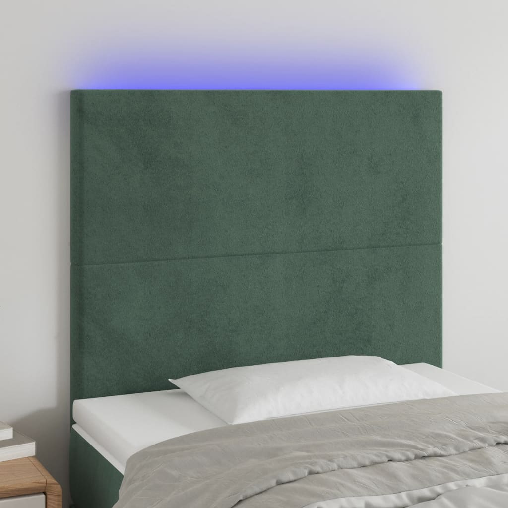 LED Kopfteil Dunkelgrün 80x5x118/128 cm Samt