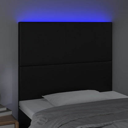 LED Kopfteil Schwarz 80x5x118/128 cm Kunstleder