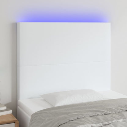 LED Kopfteil Weiß 80x5x118/128 cm Kunstleder