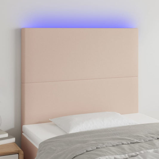 LED Kopfteil Cappuccino-Braun 80x5x118/128 cm Kunstleder