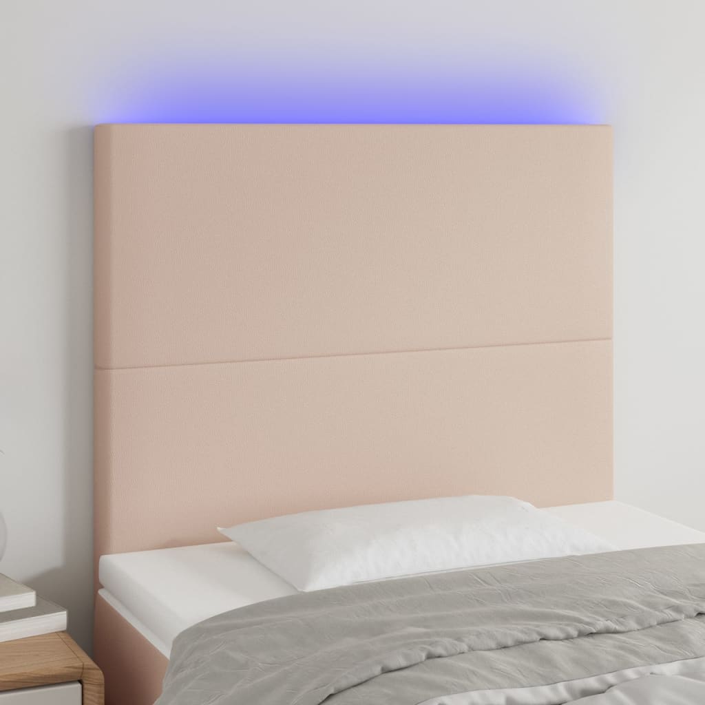 LED Kopfteil Cappuccino-Braun 90x5x118/128 cm Kunstleder