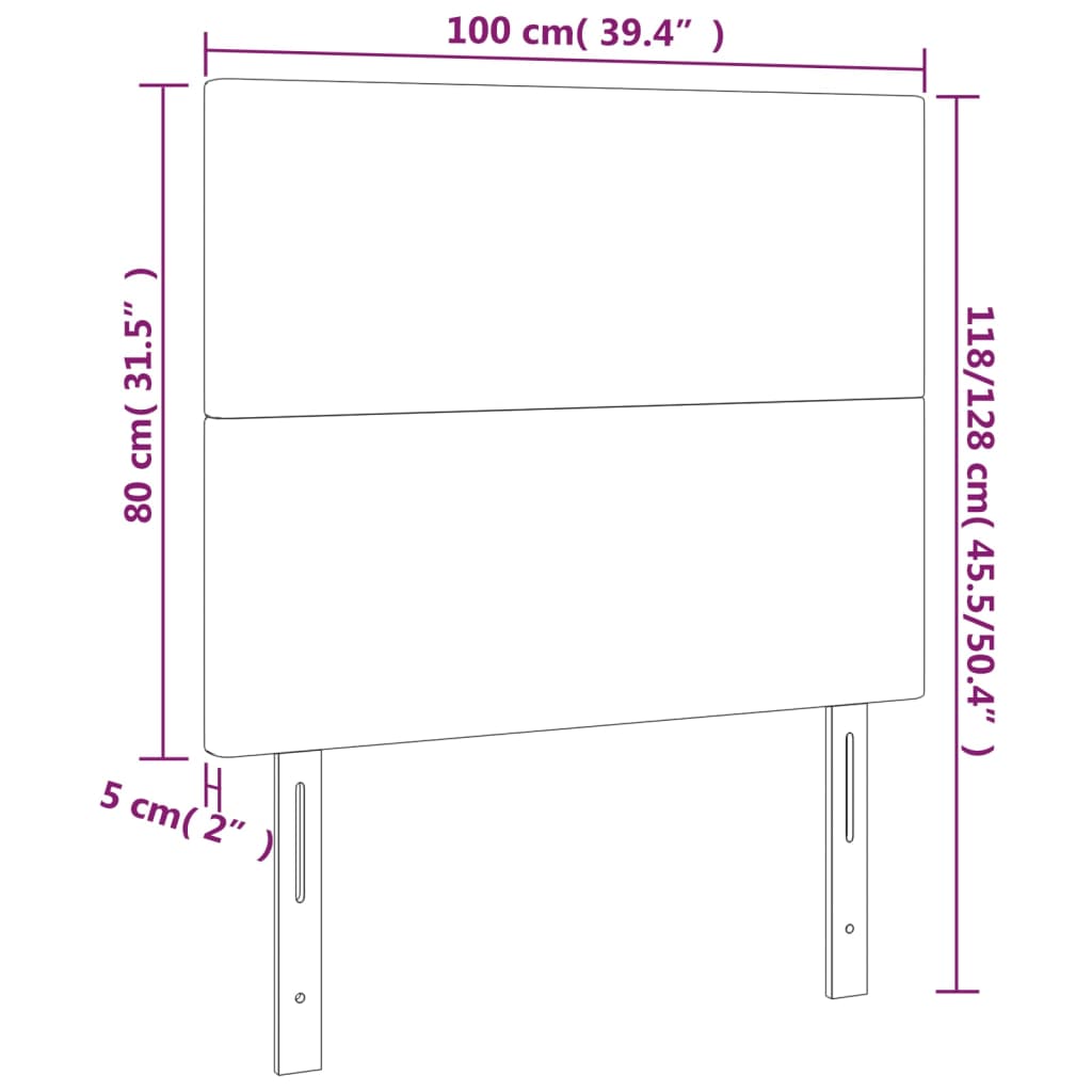 LED Kopfteil Cappuccino-Braun 100x5x118/128cm Kunstleder