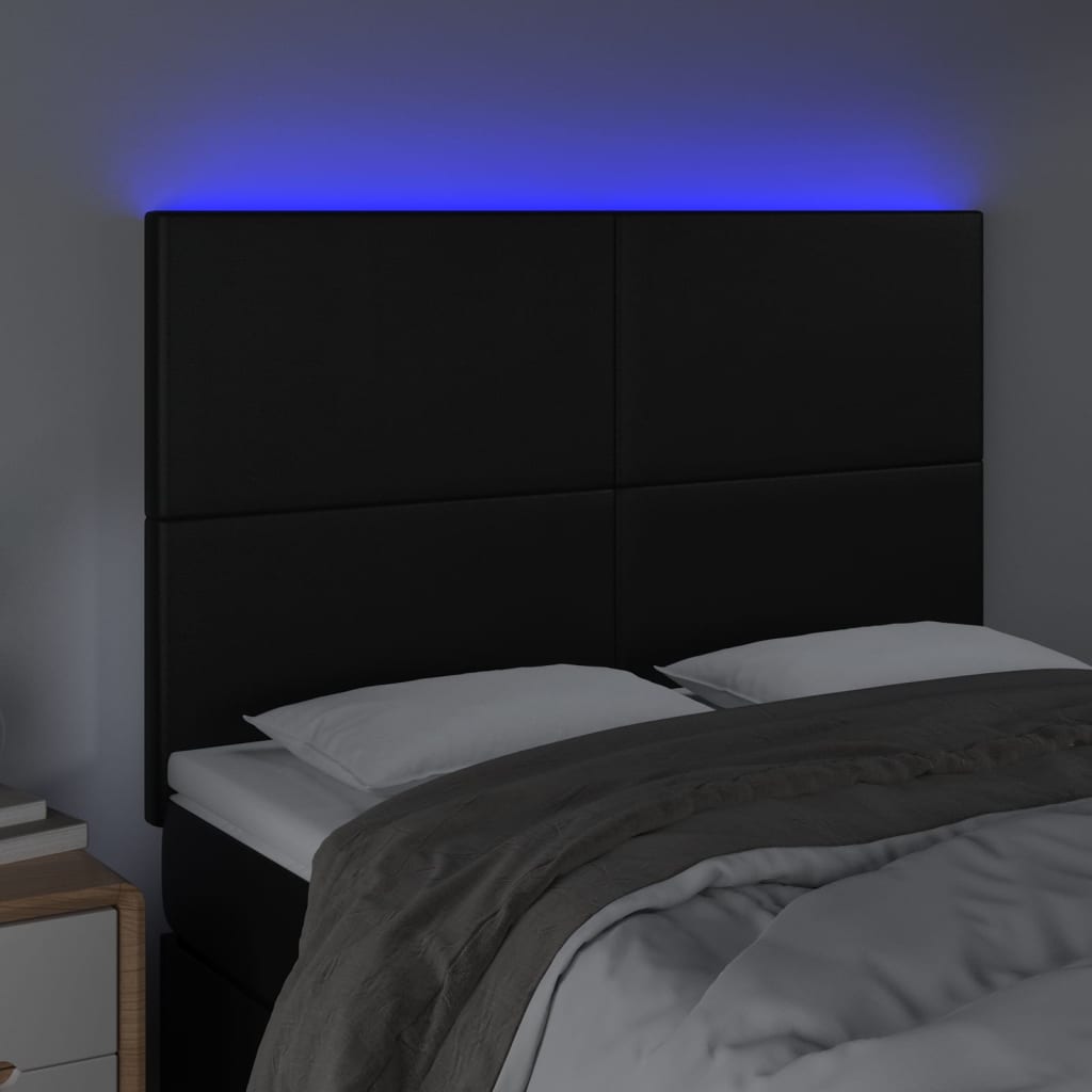 LED Kopfteil Schwarz 144x5x118/128 cm Kunstleder