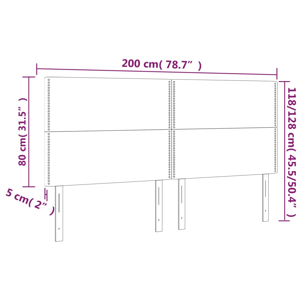 LED Kopfteil Creme 200x5x118/128 cm Stoff