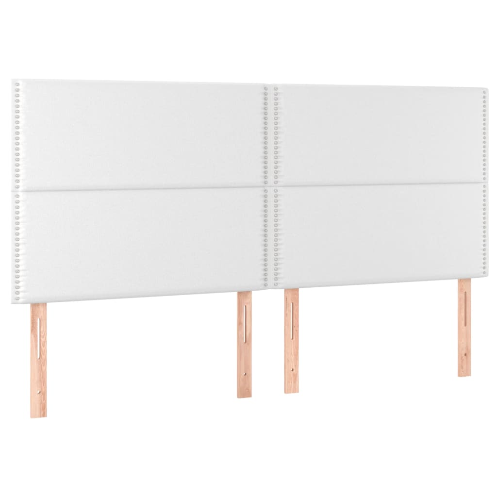 LED Kopfteil Weiß 160x5x118/128 cm Kunstleder