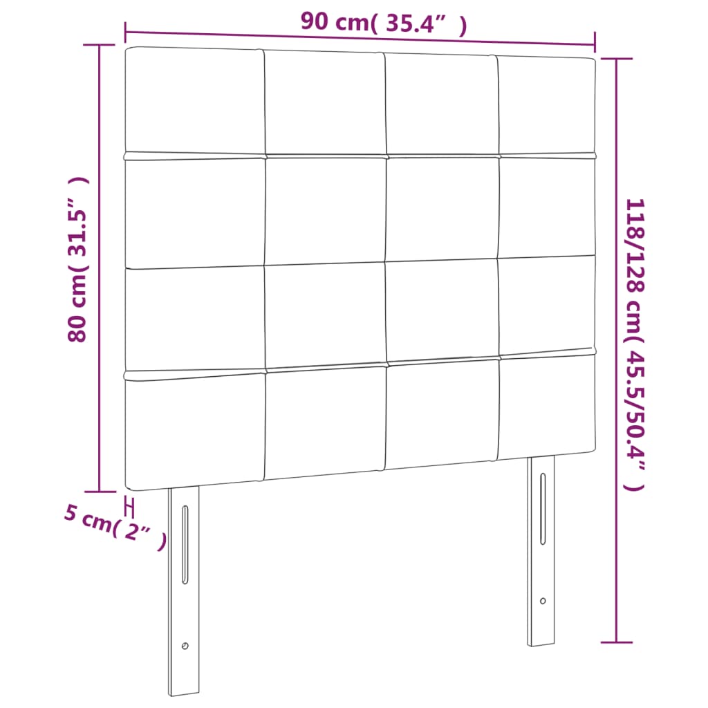 LED Kopfteil Hellgrau 90x5x118/128 cm Stoff