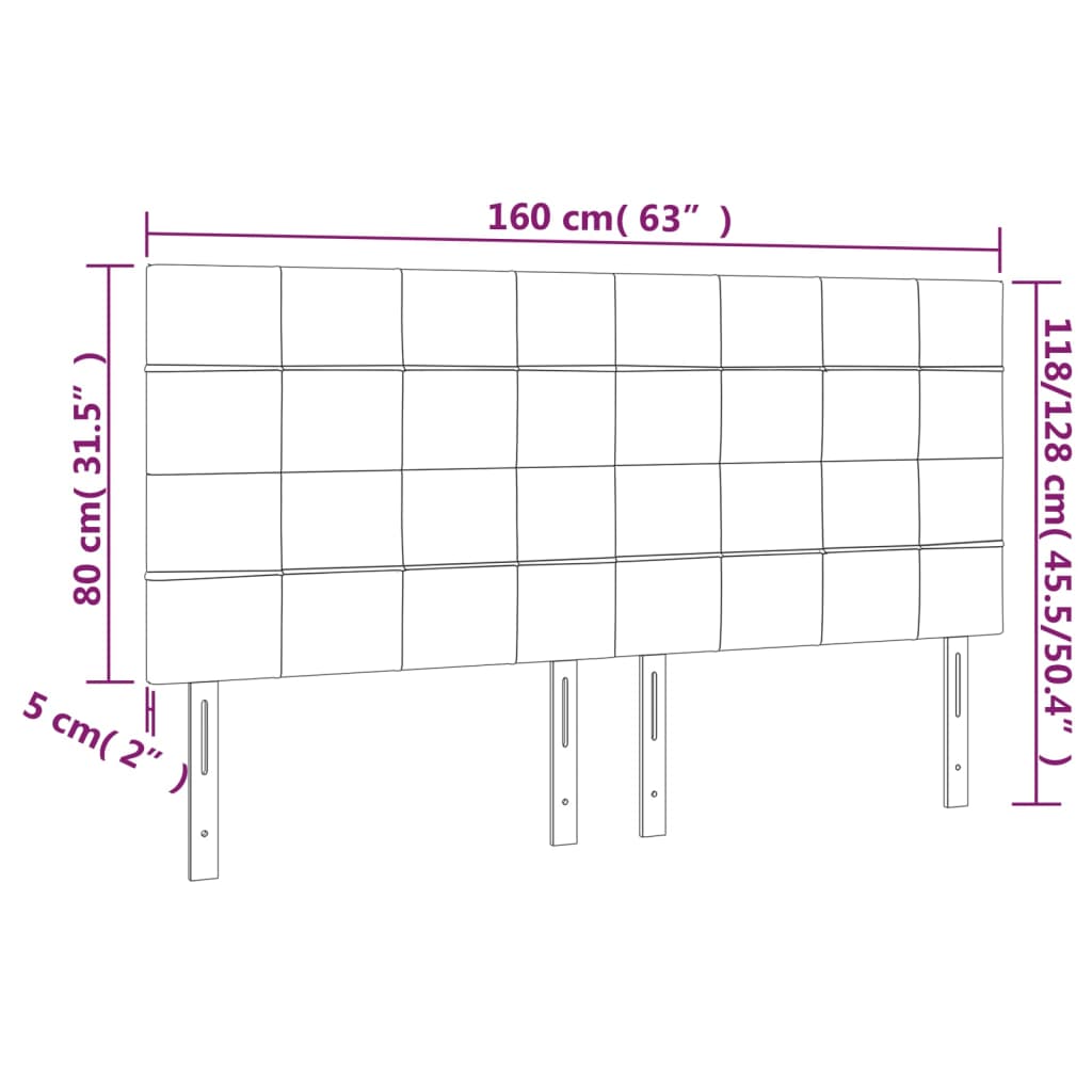 LED Kopfteil Dunkelgrau 160x5x118/128 cm Stoff