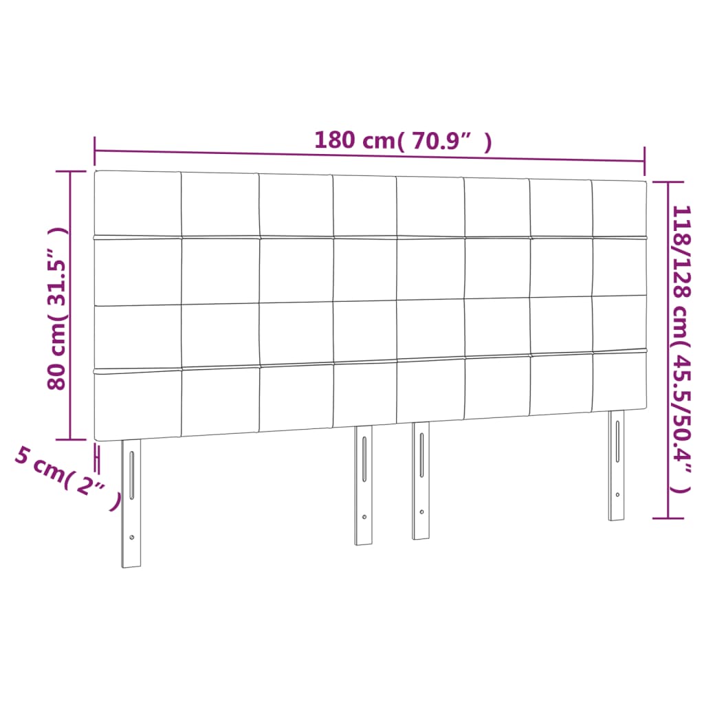 LED Kopfteil Taupe 180x5x118/128 cm Stoff