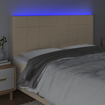 LED Kopfteil Creme 180x5x118/128 cm Stoff