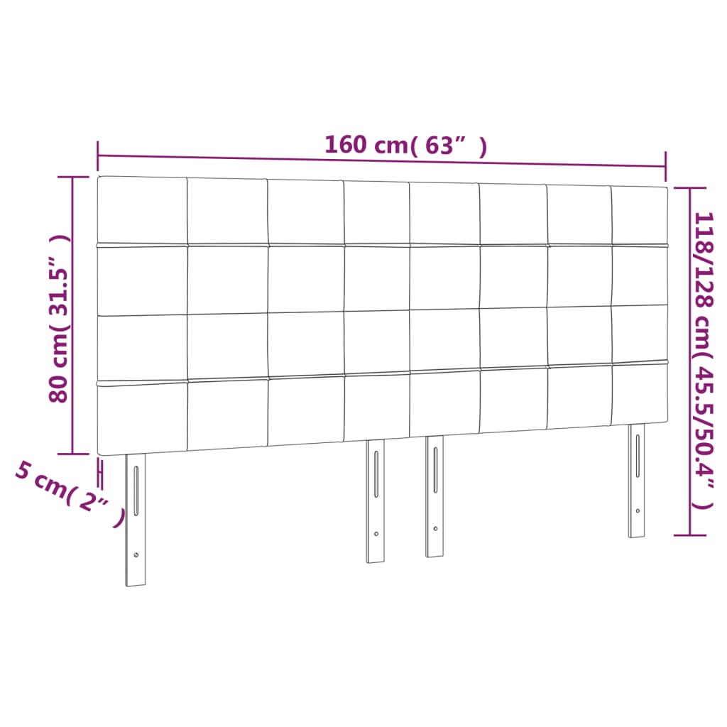 LED Kopfteil Hellgrau 160x5x118/128 cm Samt