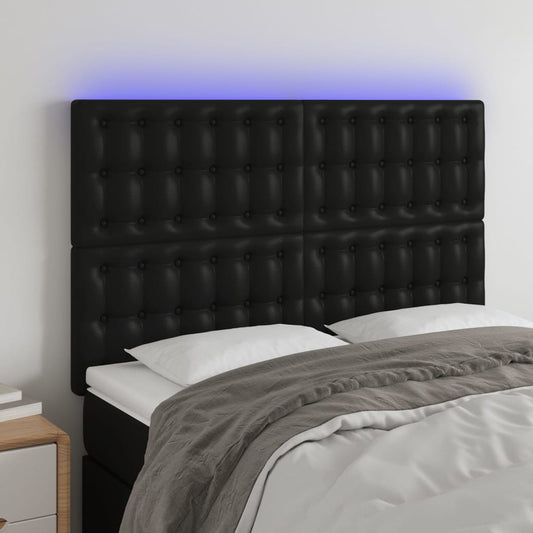 LED Kopfteil Schwarz 144x5x118/128 cm Kunstleder