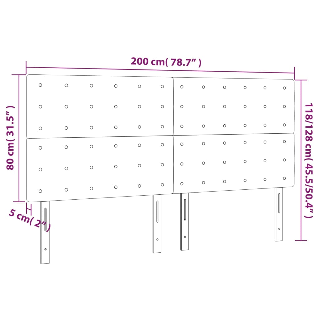 LED Kopfteil Grau 200x5x118/128 cm Kunstleder